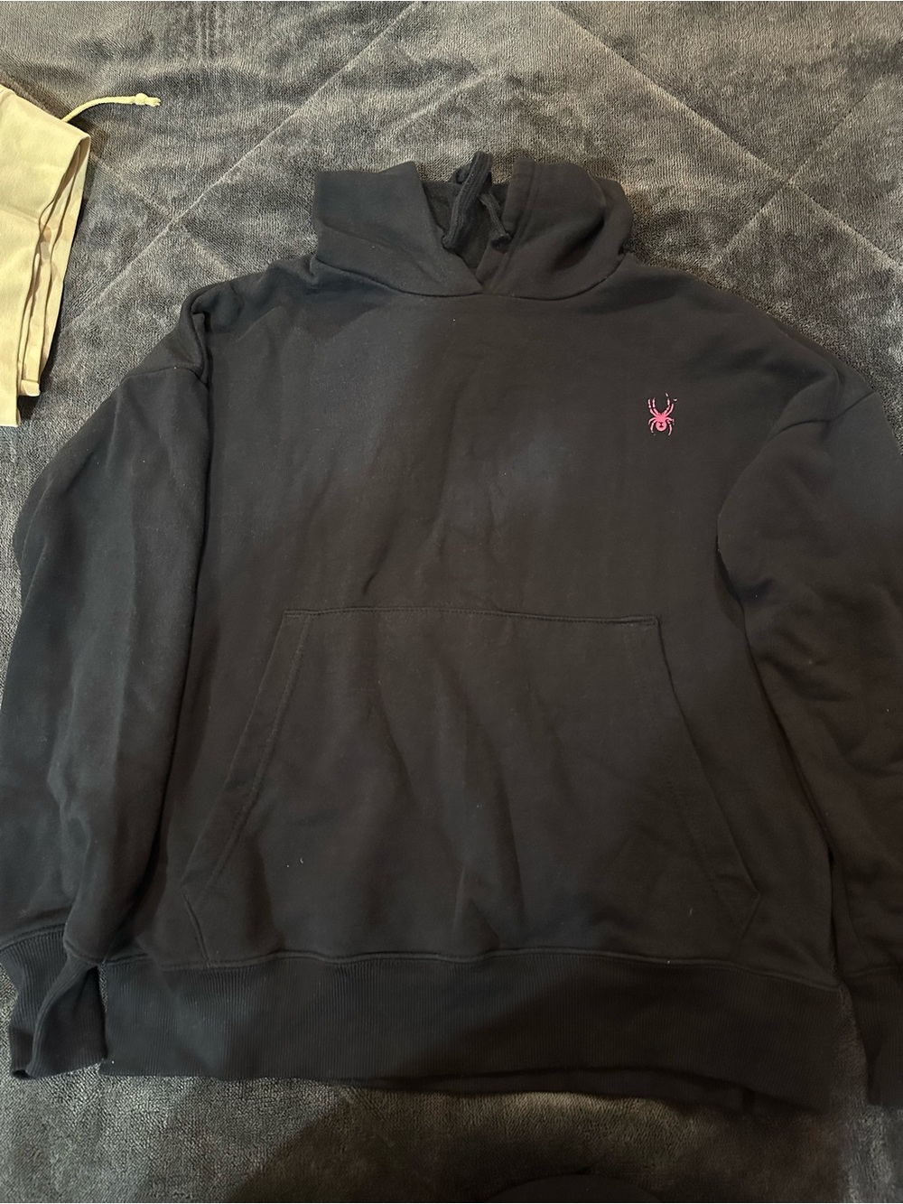 Spyder Black Hoodie with Pink Spider Back Logo